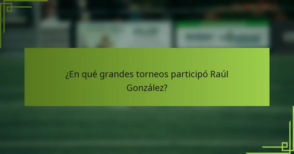 ¿En qué grandes torneos participó Raúl González?